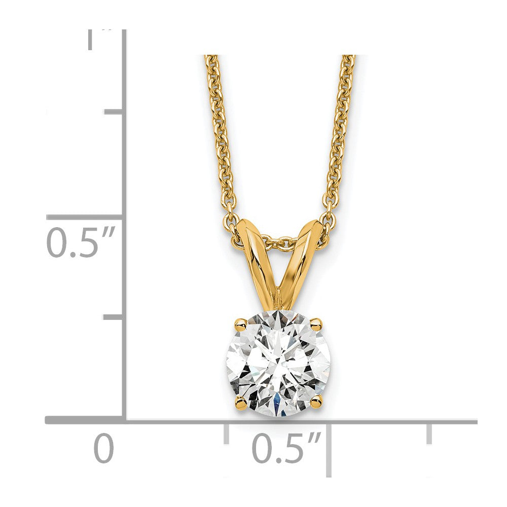 14K Yellow Gold 1/2 Carat Lab Grown Diamond Vs+ F+ Round Complete Four Prong 18 Inch Solitaire Pendant Necklace