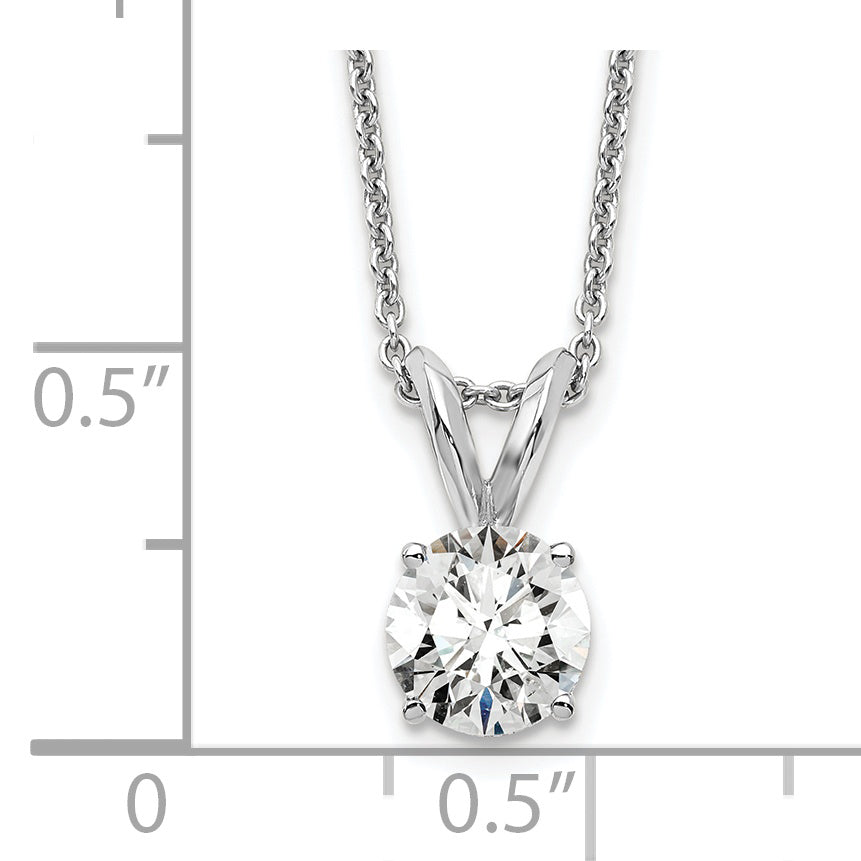 14K White Gold 1/2 Carat Certified Lab Grown Diamond Vs+ F+ Round Complete Four Prong 18 Inch Solitaire Pendant Necklace