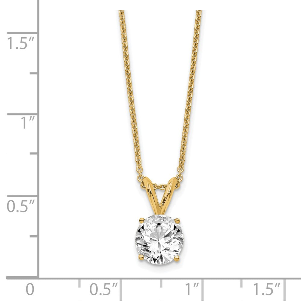 14K Yellow Gold 3/4 Carat Certified Lab Grown Diamond Vs+ F+ Round Complete Four Prong 18 Inch Solitaire Pendant Necklace