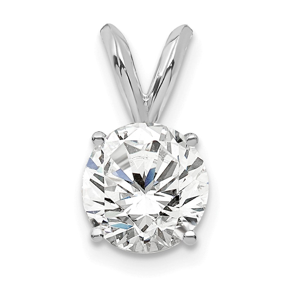 14k White Gold 3/4 Ct. Certified Lab Grown Diamond VS/SI+ G+ Round Four Prong Solitaire Pendant