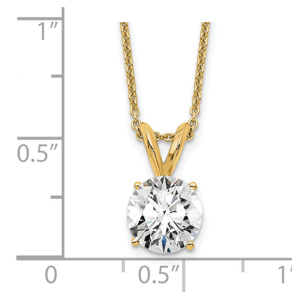 14k Yellow Gold 1 Ct. Lab Grown Diamond VS+ F+ Round Four Prong 18 inch Solitaire Pendant Necklace