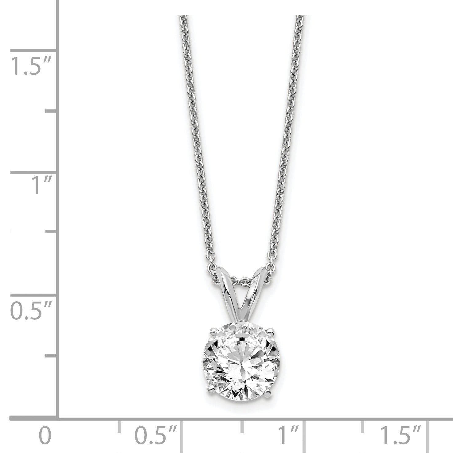 14K White Gold 1 Carat Lab Grown Diamond Vs/Si+ G+ Round Complete Four Prong 18 Inch Solitaire Pendant Necklace