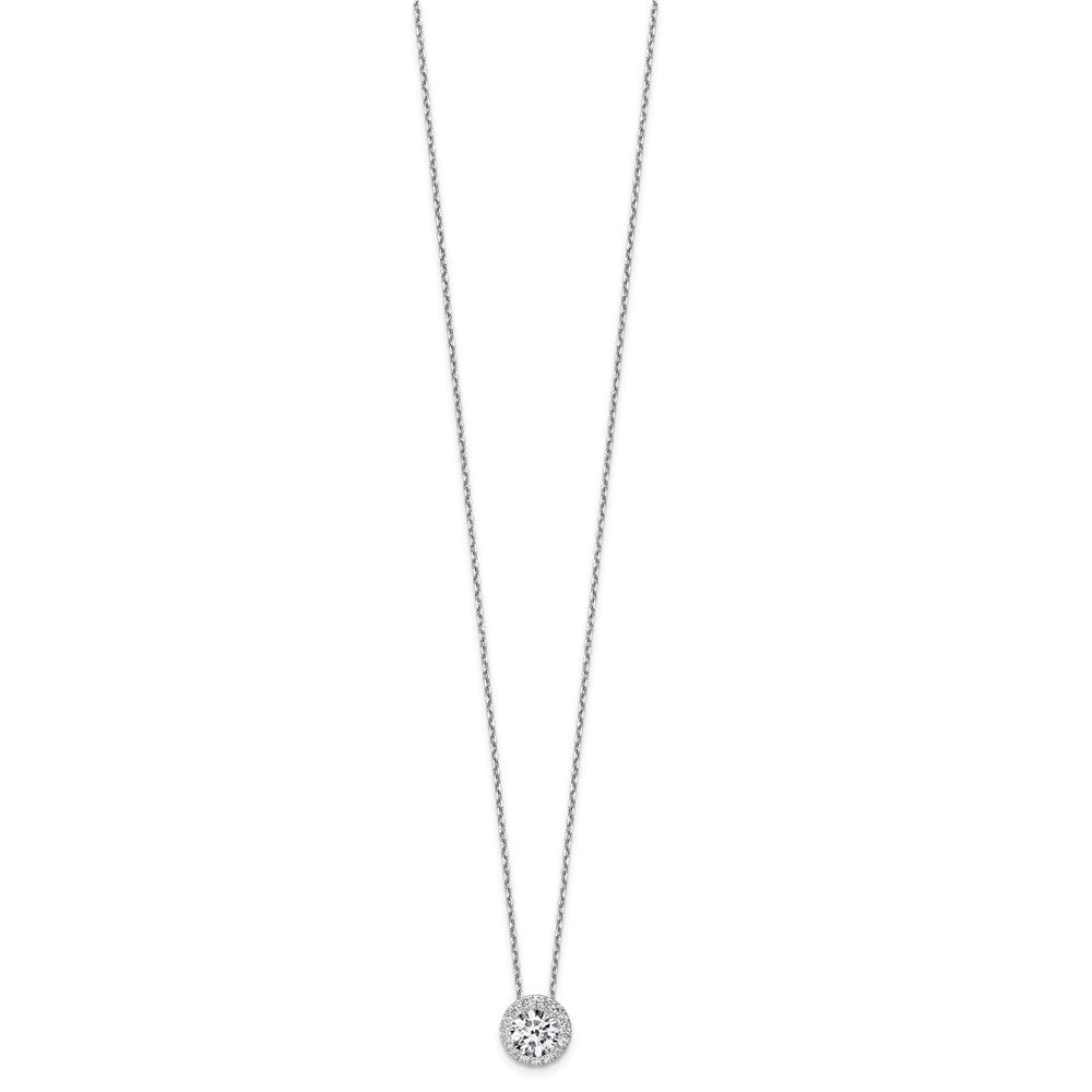 14k White Gold 2 1/2 Ct. Certified Lab Grown Diamond VS/SI+ G+ Complete 18 inch Halo Pendant Necklace