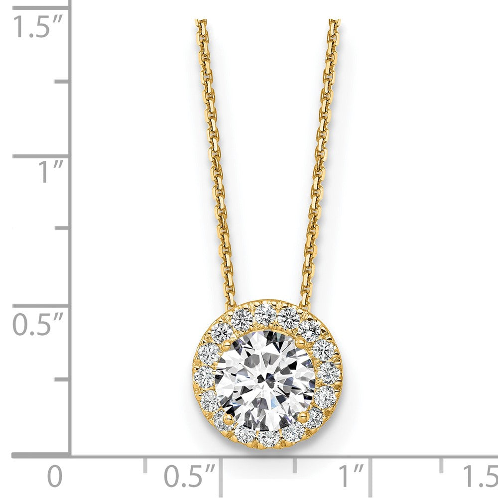14k Yellow Gold 2 1/2 Ct. Certified Lab Grown Diamond VS/SI+ G+ 18 inch Halo Pendant Necklace