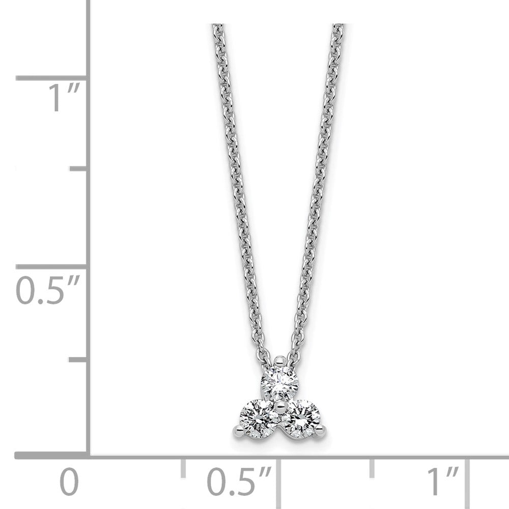 14K White Gold True Origin 1/4 Carat Lab Grown Diamond Vs D E F Three Stone 18 Inch Necklace
