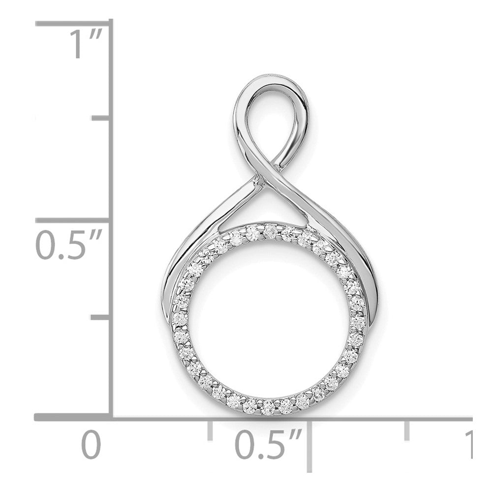 14k White Gold 1/10 Ct. Lab Grown Diamond VS/SI+ G+ Fashion Circle Dangle Chain Slide Pendant