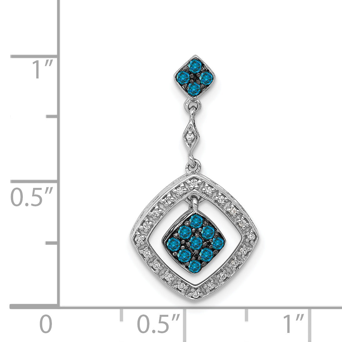 14k White Gold 14k White Gold 1/4ct. White and Blue Diamond Dangle Pendant
