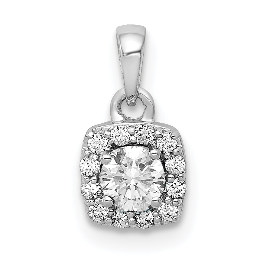 14k White Gold 1/3 Ct. Lab Grown Diamond VS/SI+ G+ Halo Pendant