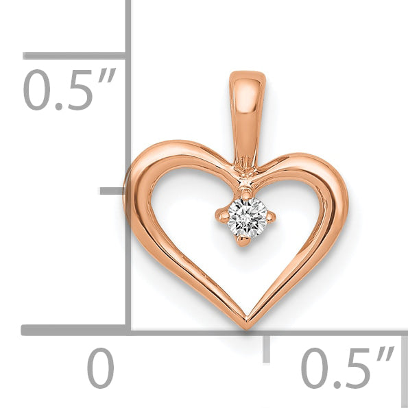 10K Rose Gold 10K Aa .02Ct. Diamond Heart Pendant