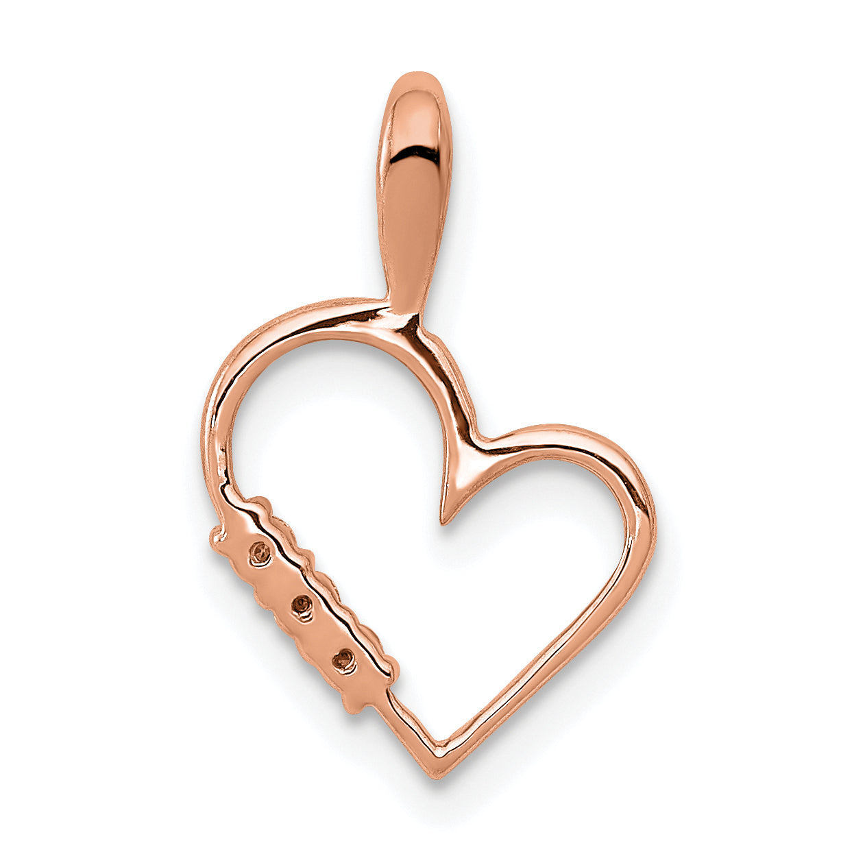 14K Rose Gold Aa 1/20Ct. Diamond Heart Pendant