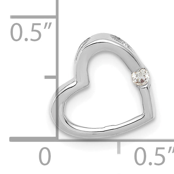 10K White Gold Aa Diamond Heart Chain Slide