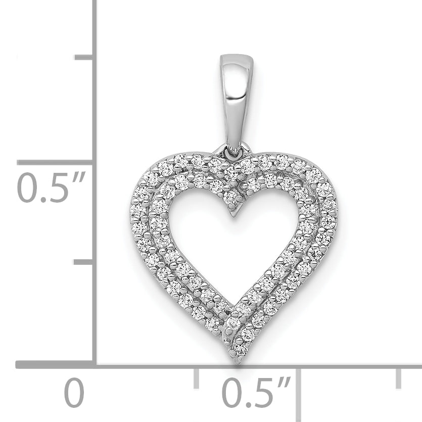 10K White Gold 10K 1/4Ct. Diamond 2-Row Heart Pendant