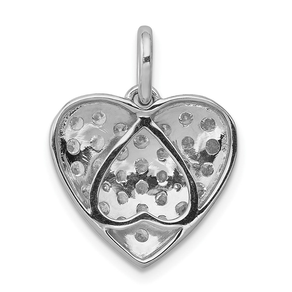 14k White Gold 1 Ct. Lab Grown Diamond VS/SI+ G+ Cluster Heart Pendant