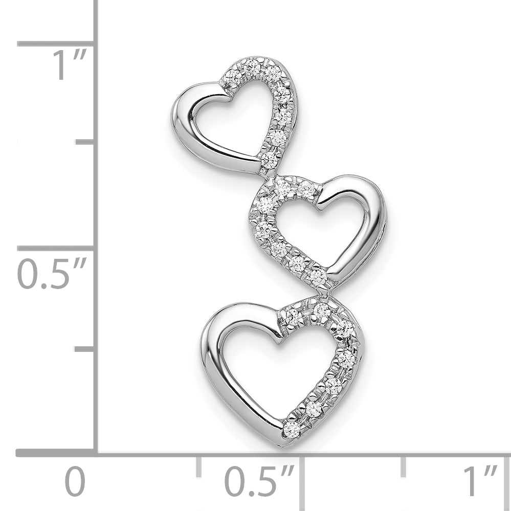 10K White Gold 10K 1/10Ct. Diamond Triple Heart Chain Slide