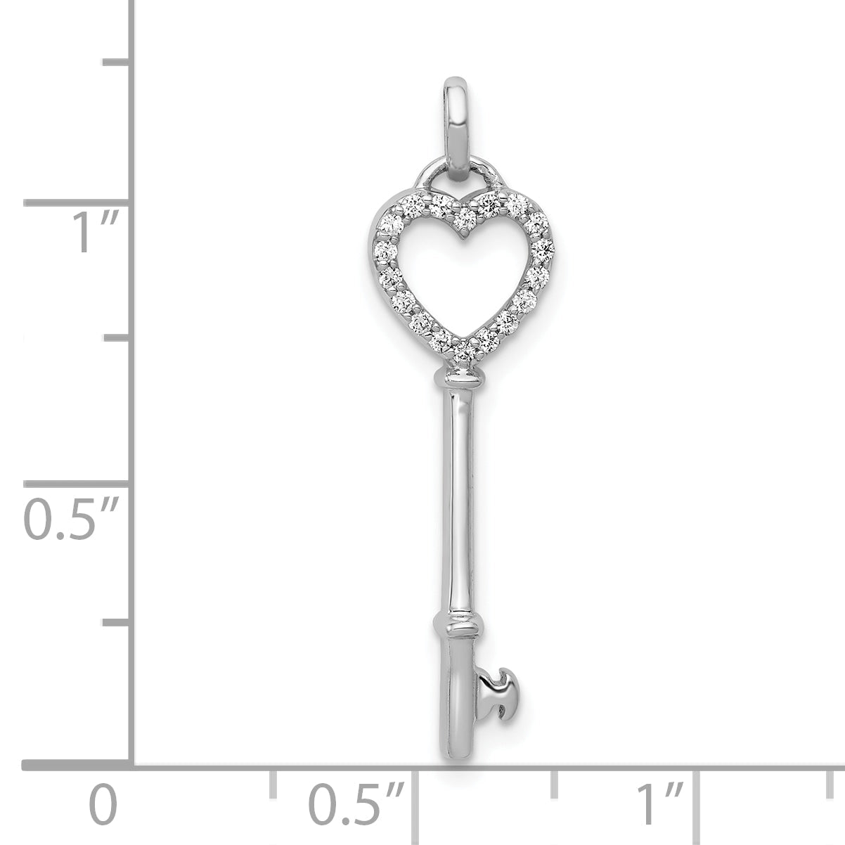 10K White Gold 10K Diamond Heart Key Pendant