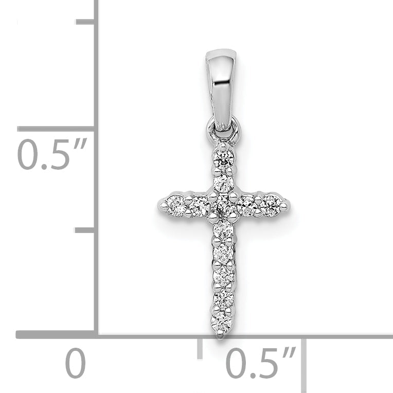 10K White Gold 10K Polished Diamond Cross Pendant