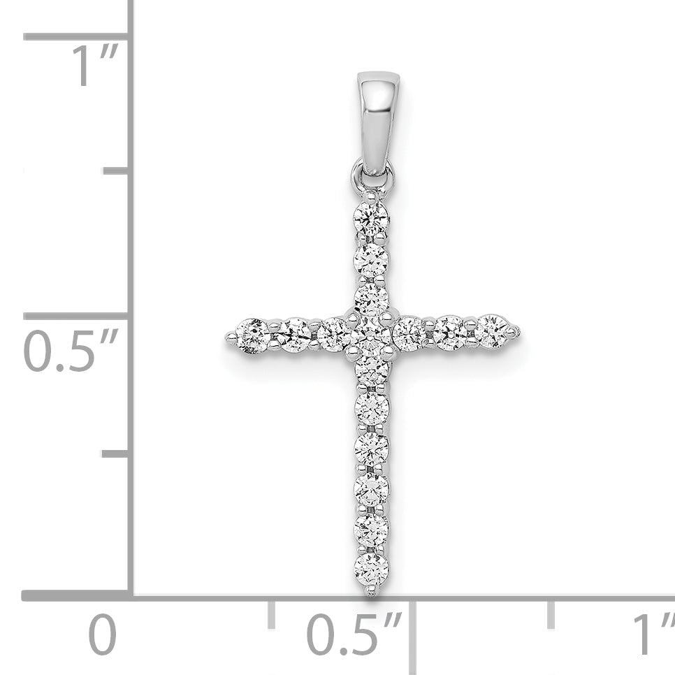 10K White Gold 10K Polished 1/4Ct. Diamond Cross Pendant