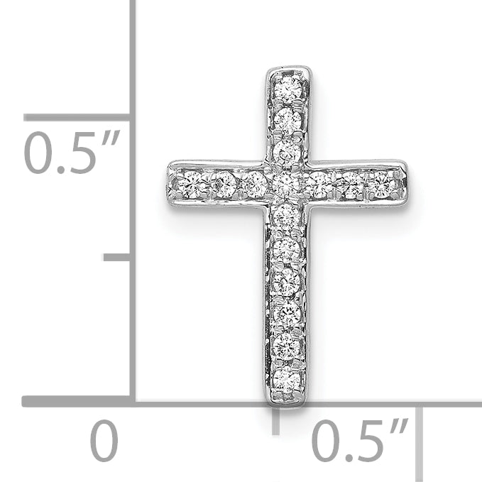 10K White Gold 10K 1/6Ct. Diamond Latin Cross Chain Slide