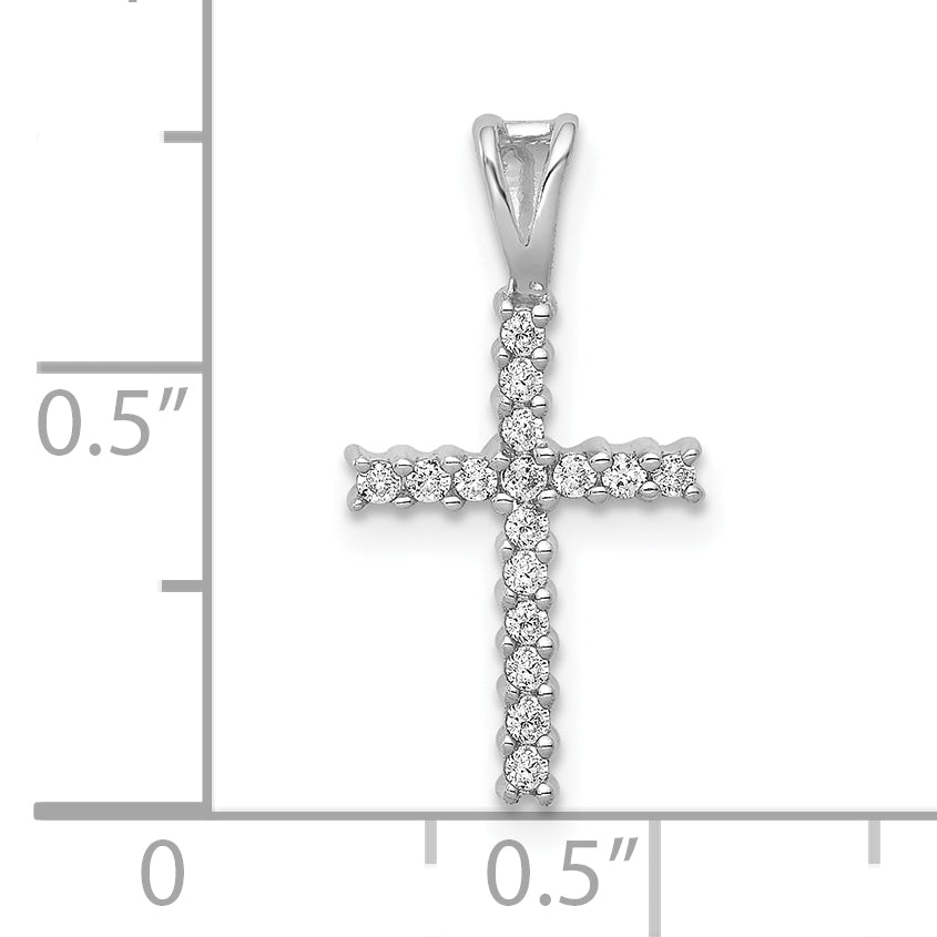 10K White Gold 10K 1/6Ct. Diamond Latin Cross Pendant