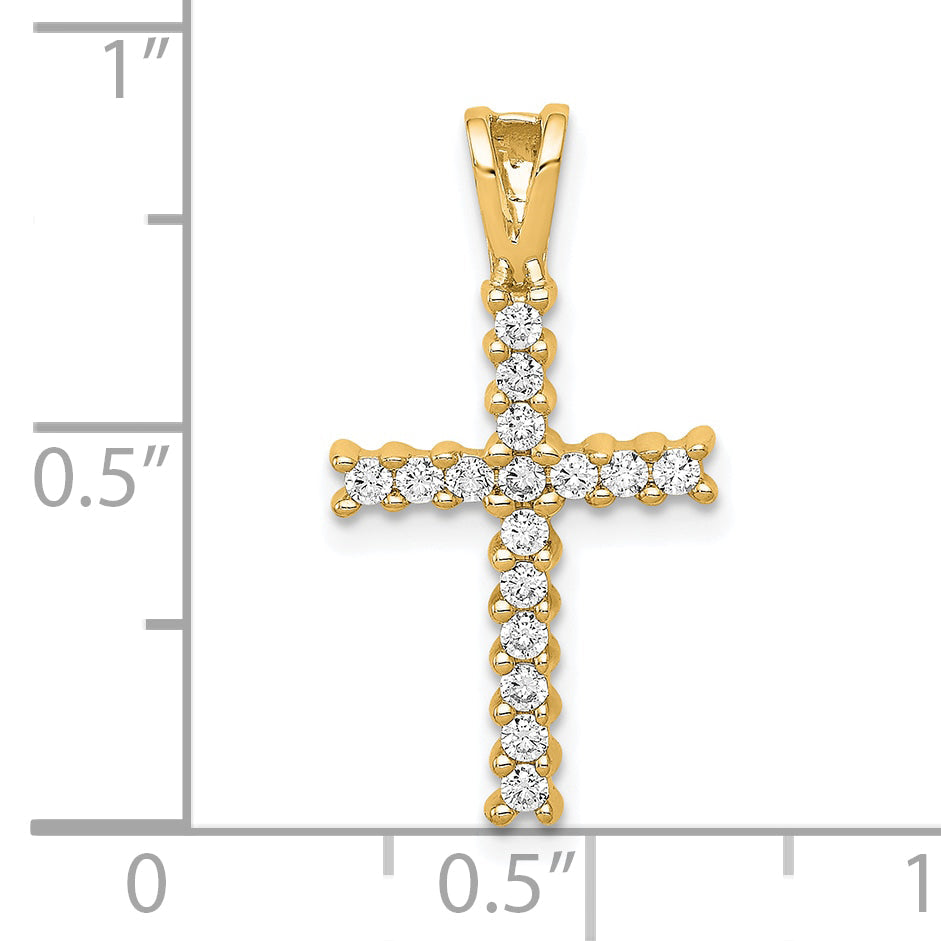 10K Yellow Gold 10K Diamond Latin Cross Pendant
