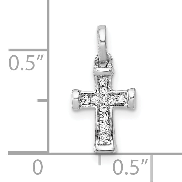 10K White Gold 10K Small 1/20Ct. Diamond Latin Cross Pendant