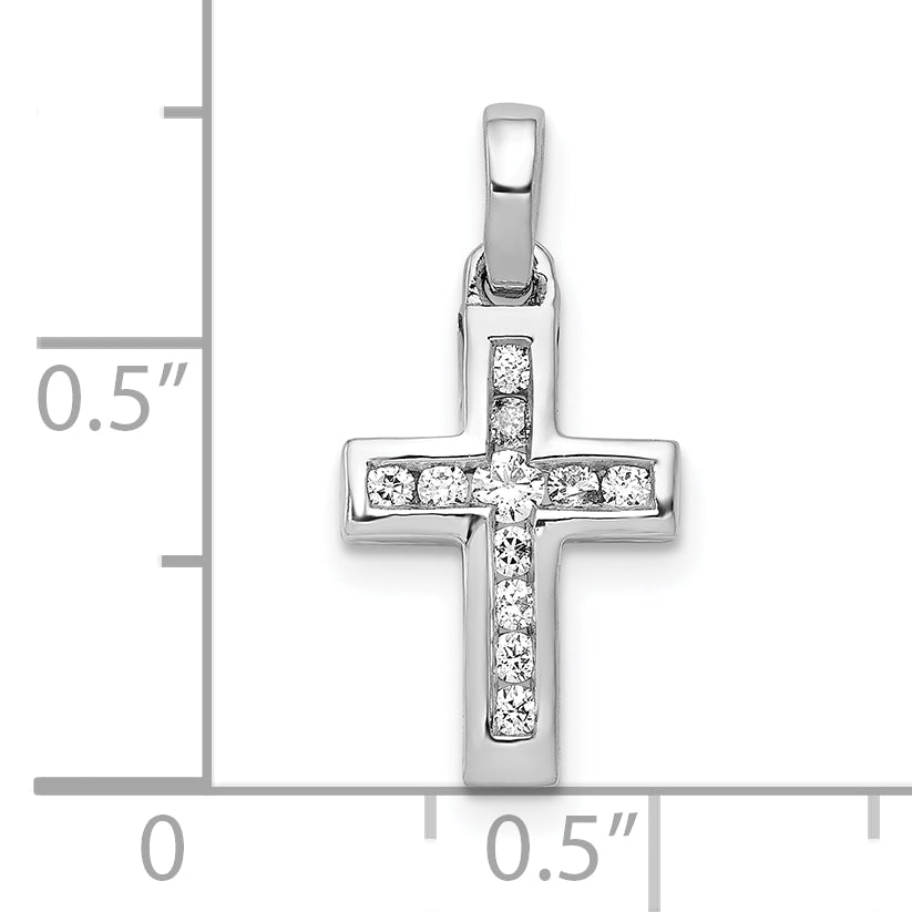 10K White Gold 10K 1/6Ct. Diamond Latin Cross Pendant
