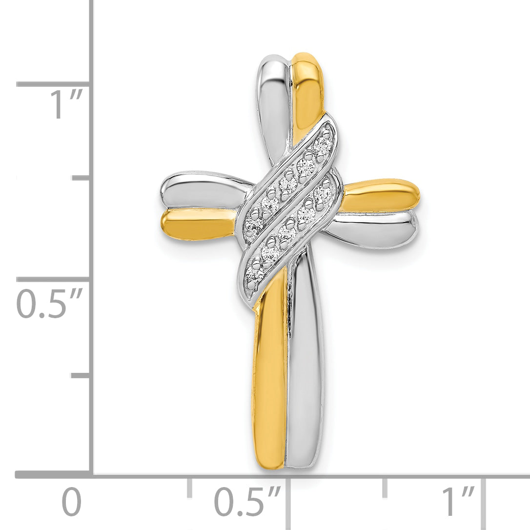 10K Two-Tone 10K Diamond Cross Pendant