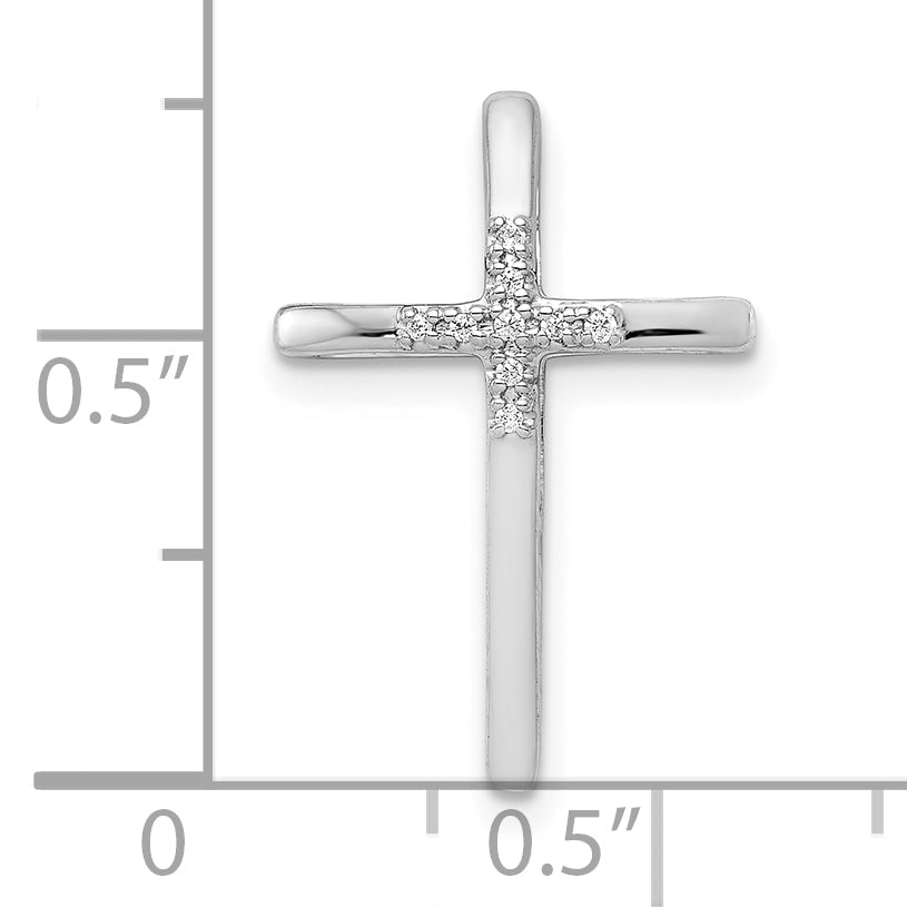 10K White Gold 10K .03Ct. Diamond Cross Chain Slide