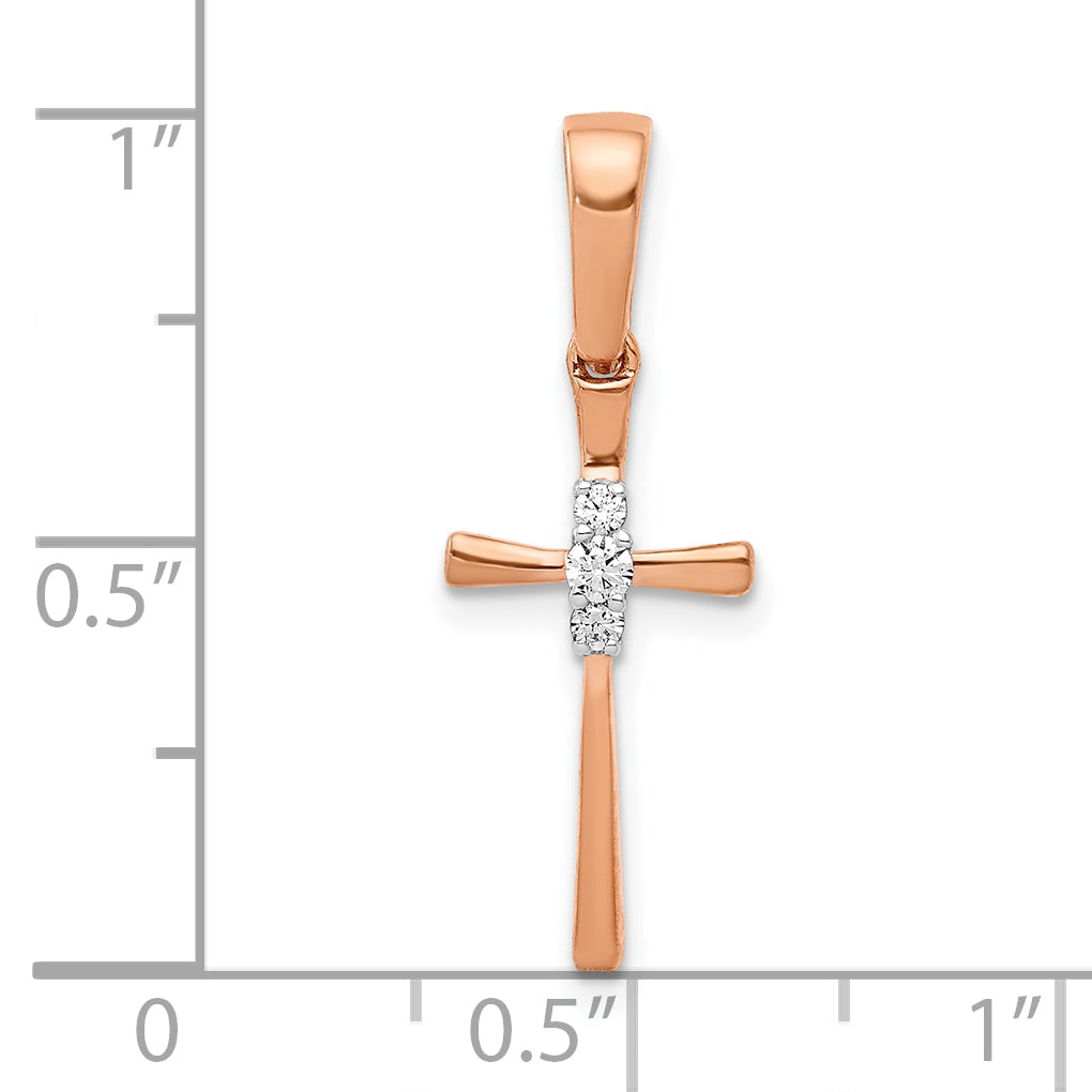 14K Rose Gold .03Ct. Diamond Cross Pendant