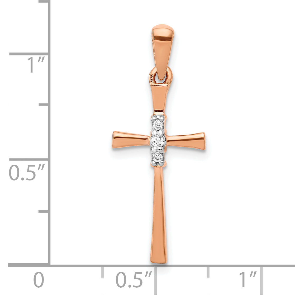 14K Rose Gold 1/20Ct. Diamond Cross Pendant