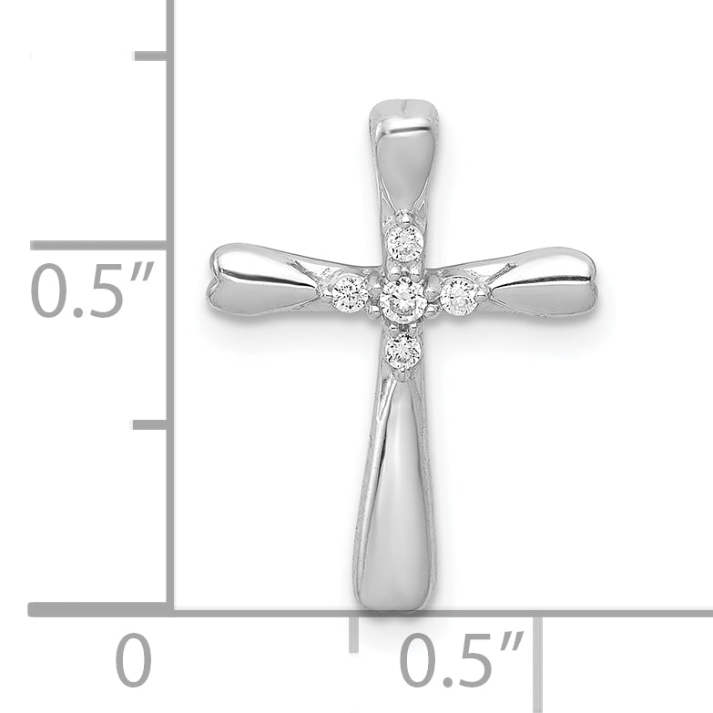 10K White Gold 10K 1/20Ct. 5-Stone Diamond Cross Chain Slide
