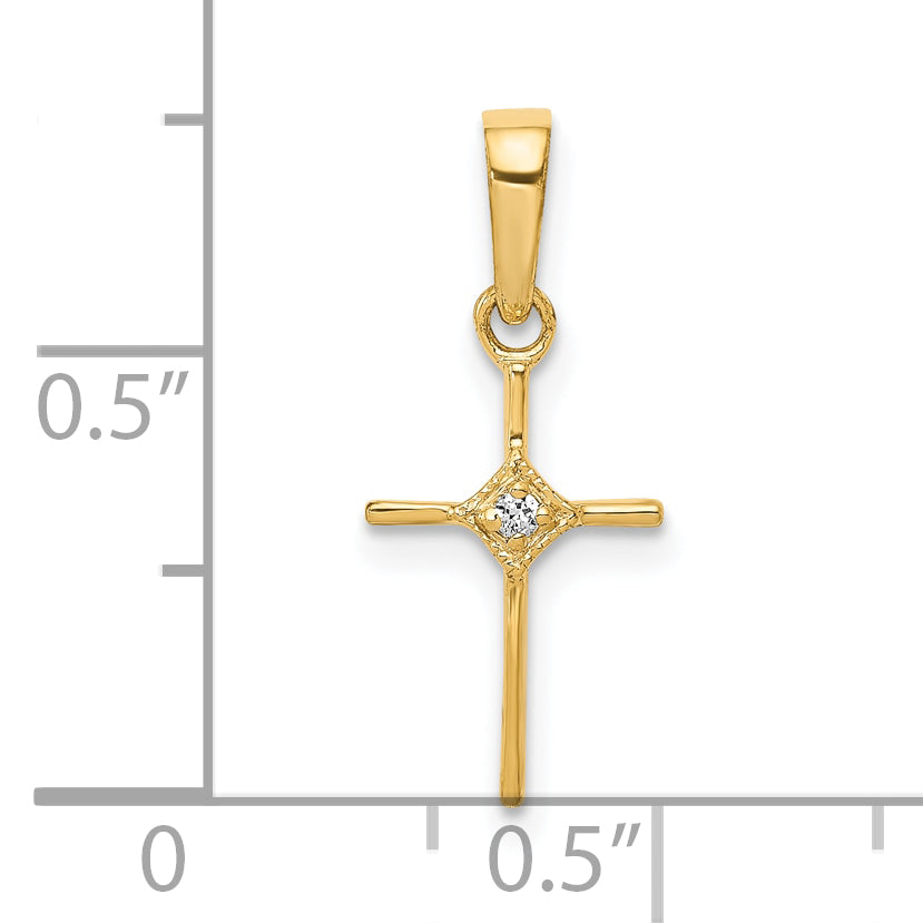 10K Yellow Gold 10K Small .01Ct. Diamond Cross Pendant