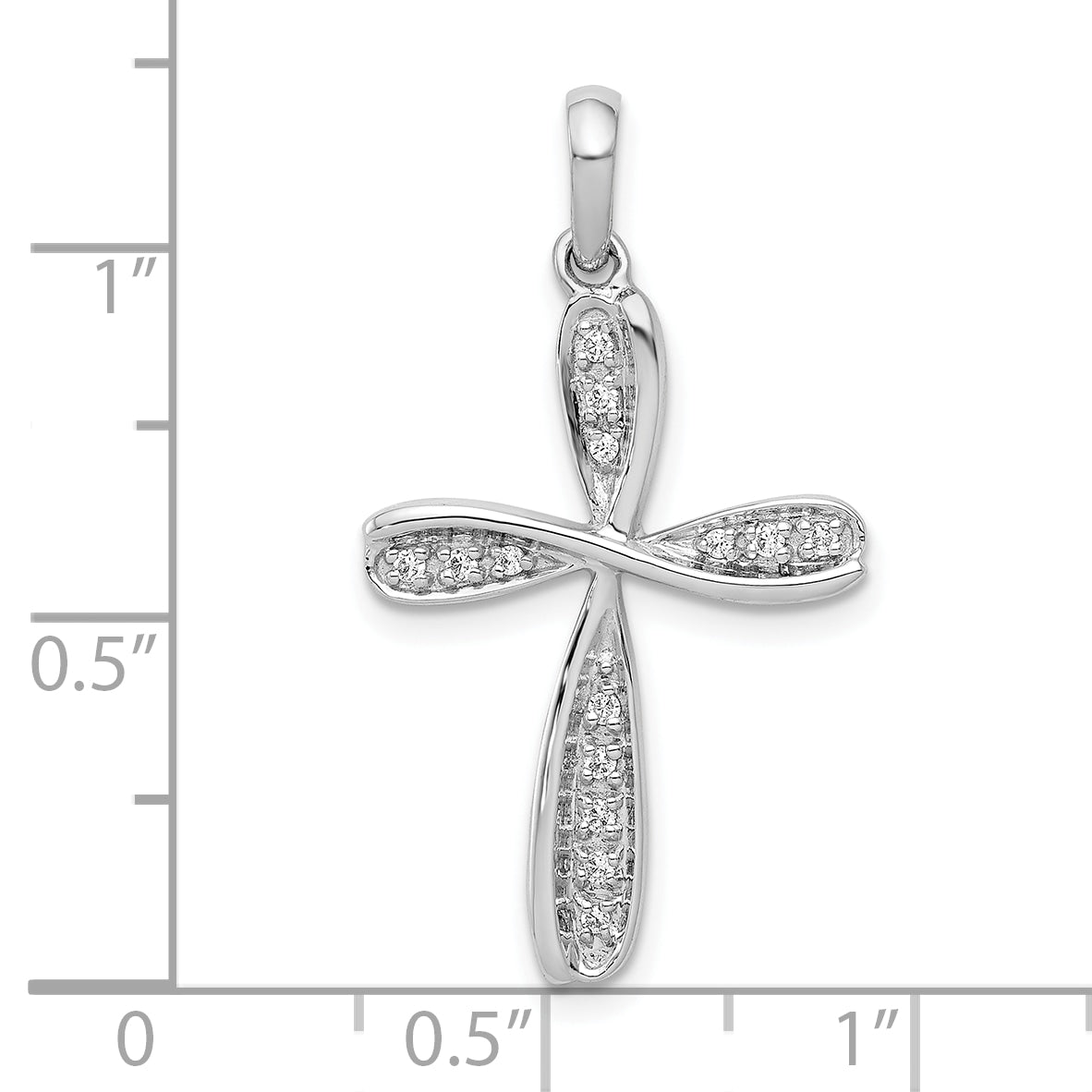 10K White Gold 10K 1/15Ct. Diamond Cross Pendant