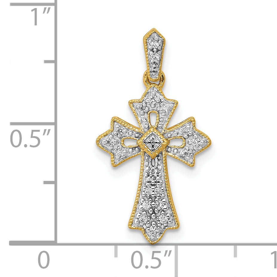 10K Yellow Gold 10K 1/10Ct. Diamond Fancy Cross Pendant