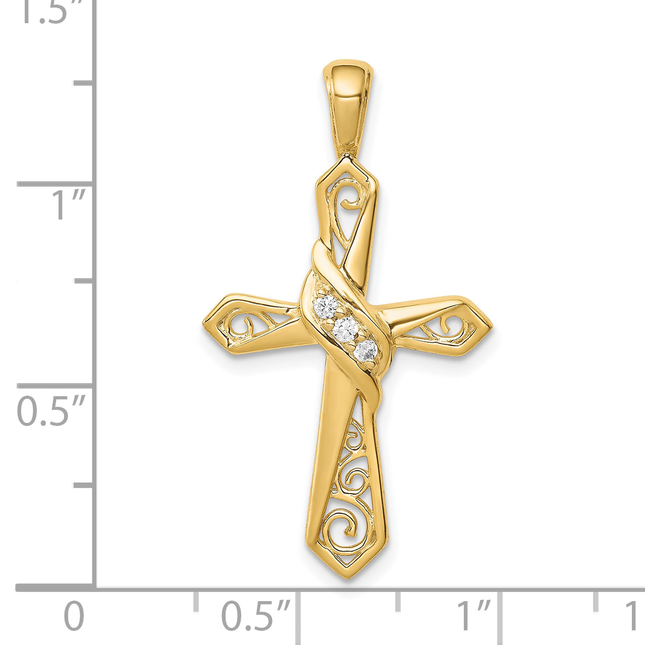 10K Yellow Gold 10K 1/20Ct. Diamond Cross Pendant
