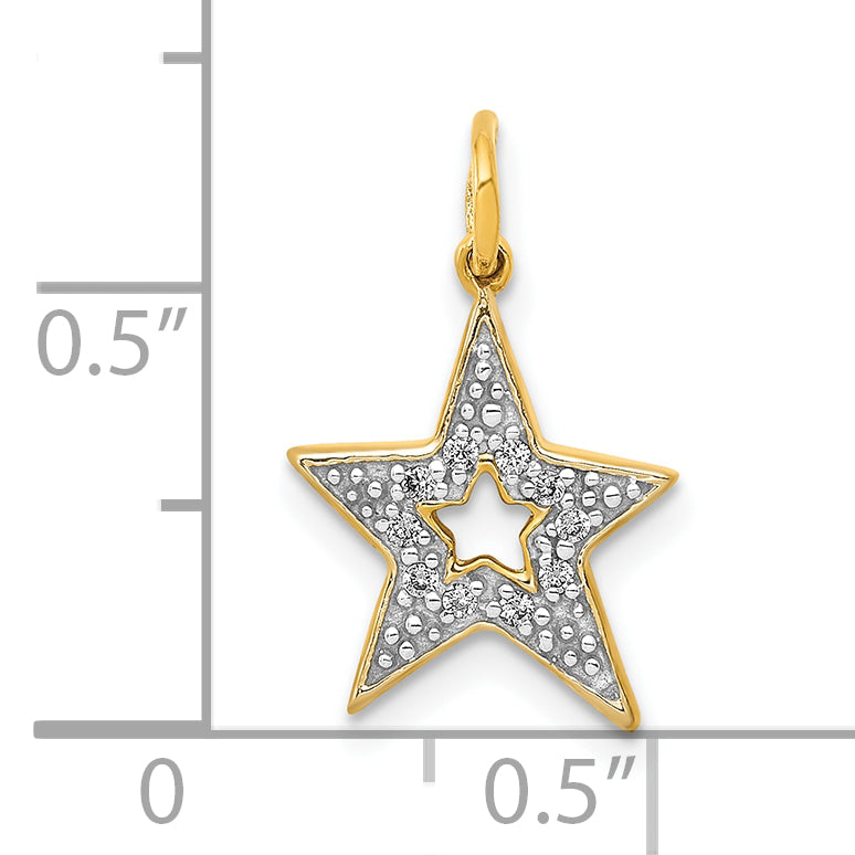 10K Yellow Gold Diamond Star Charm