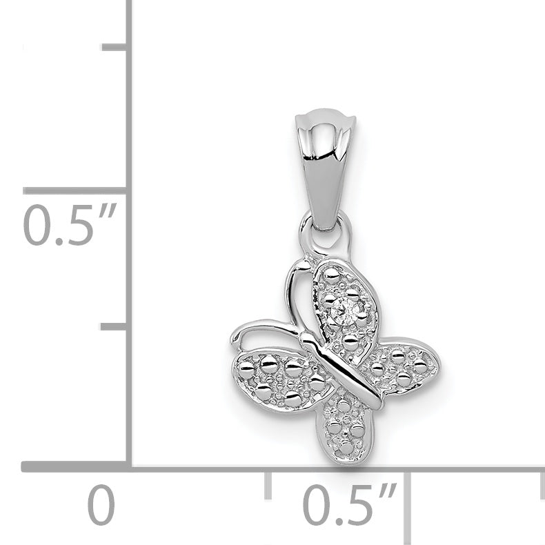 14K White Gold .01Ct. Diamond Butterfly Pendant