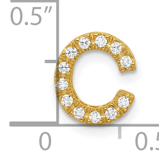 10K Yellow Gold 10K Diamond Letter C Initial Charm