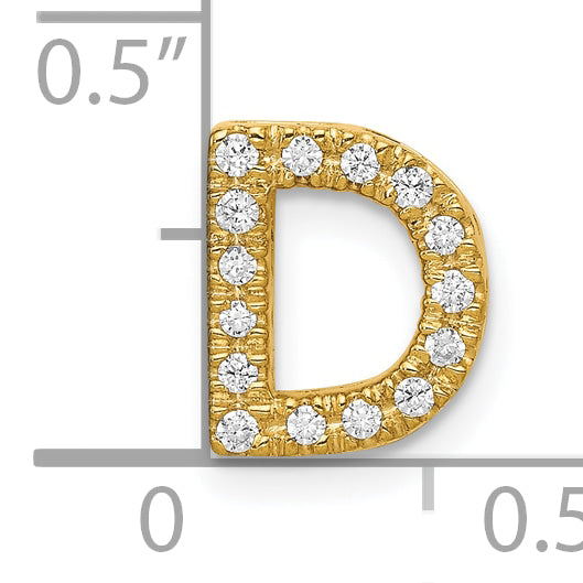10K Yellow Gold 10K Diamond Letter D Initial Charm