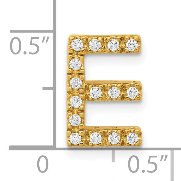 10K Yellow Gold 10K Diamond Letter E Initial Charm