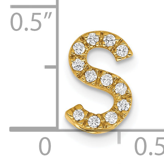 10K Yellow Gold 10K Diamond Letter S Initial Charm