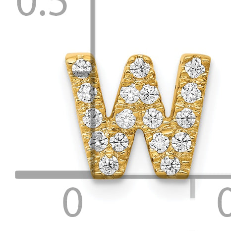 10K Yellow Gold 10K Diamond Letter W Initial Charm