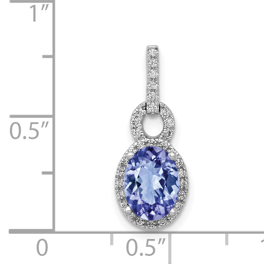 14k White Gold 14k White Gold Oval .95 Tanzanite and Diamond Pendant