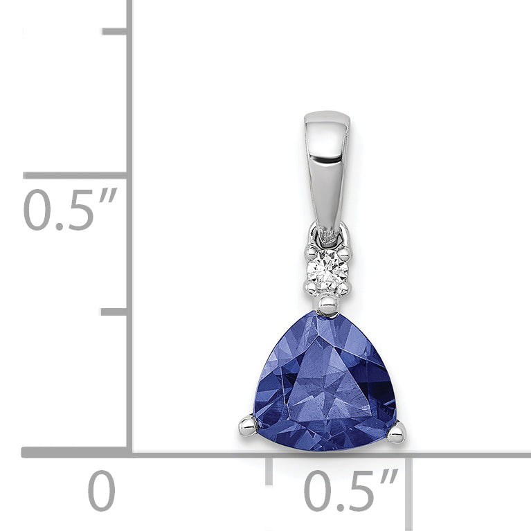 14k White Gold 14k White Gold Trillion .90 Tanzanite and Diamond Pendant