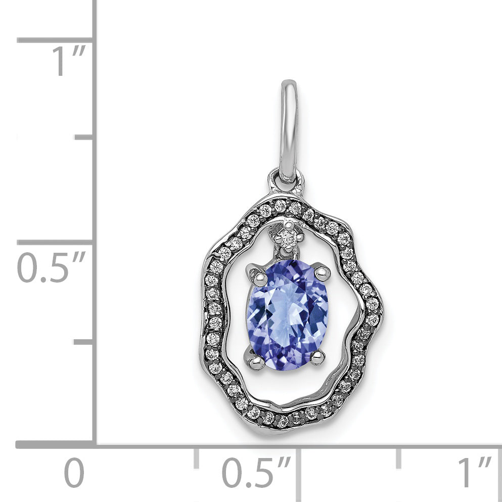 14k White Gold 14k White Gold .62 Tanzanite and Diamond Dangle Pendant