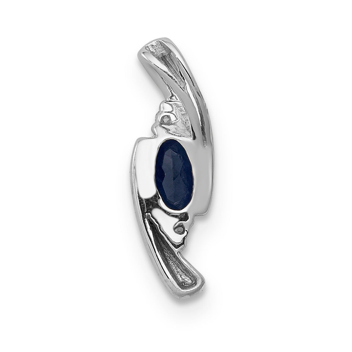 14K White Gold .01Ct Diamond And .33 Sapphire Pendant