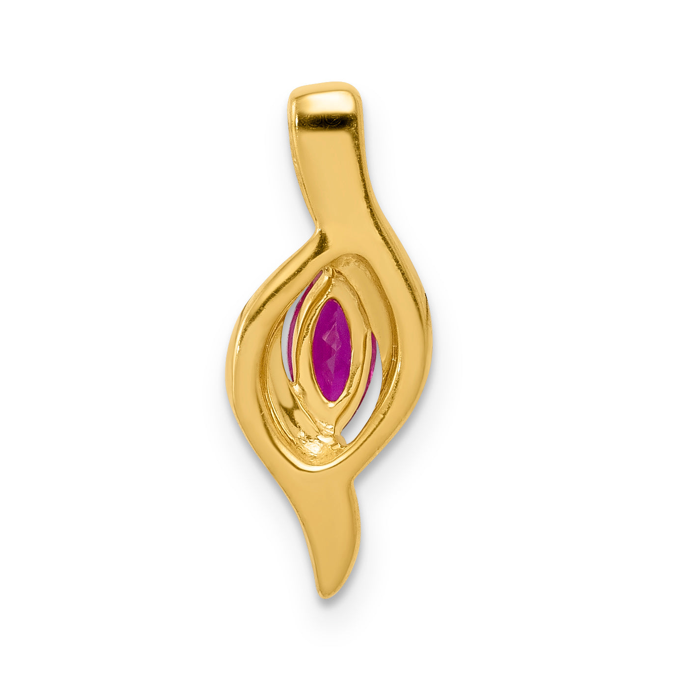 10K Yellow Gold Diamond And Marquise .25 Ruby Pendant