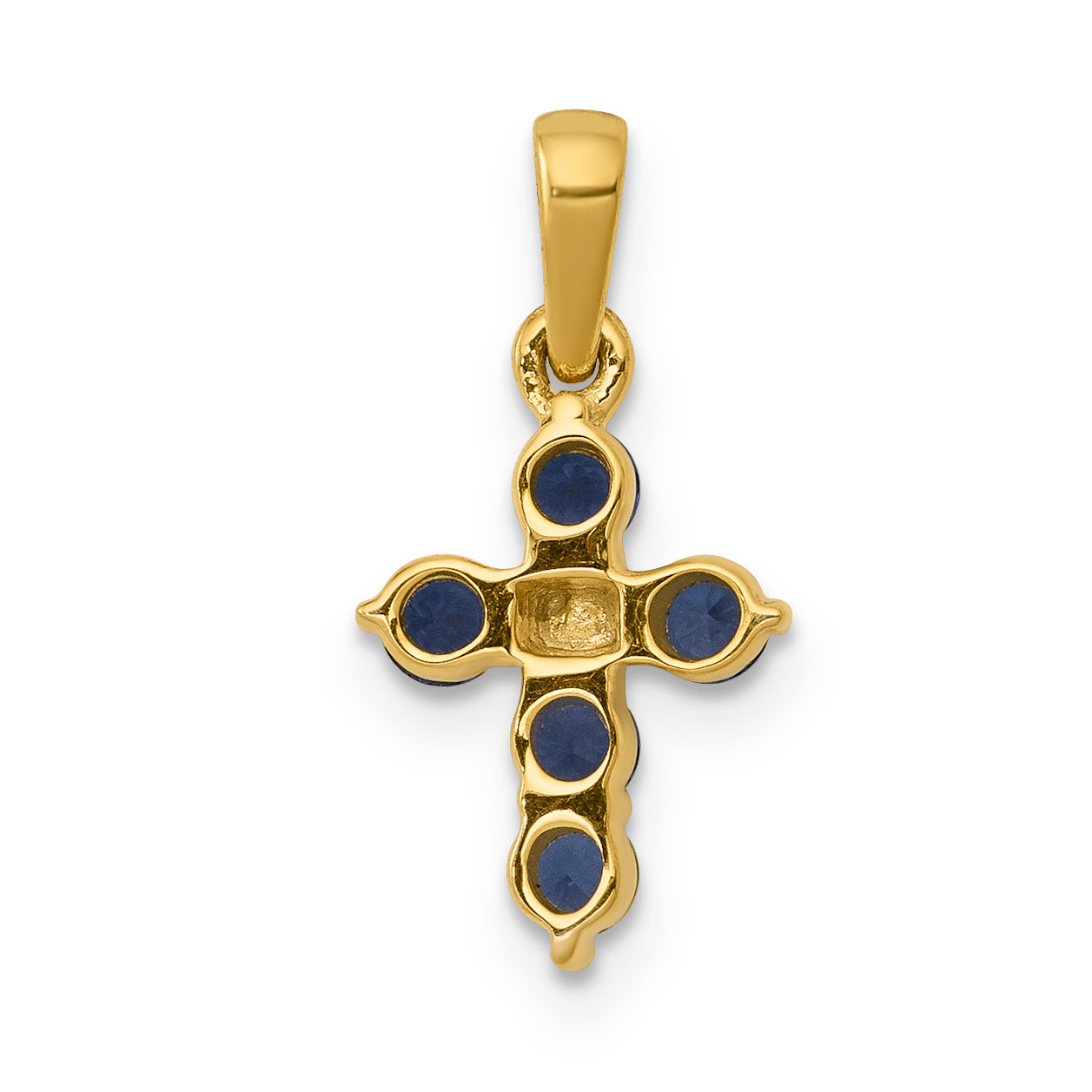 10K Yellow Gold 10K Sapphire And Diamond Cross Pendant