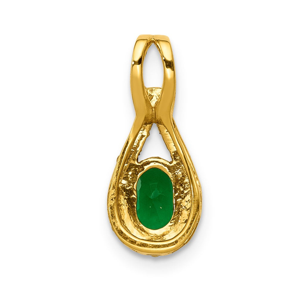 14k Yellow Gold 1/10 Ct. Lab Grown Diamond VS/SI+ G+ and Lab Created Emerald Pendant