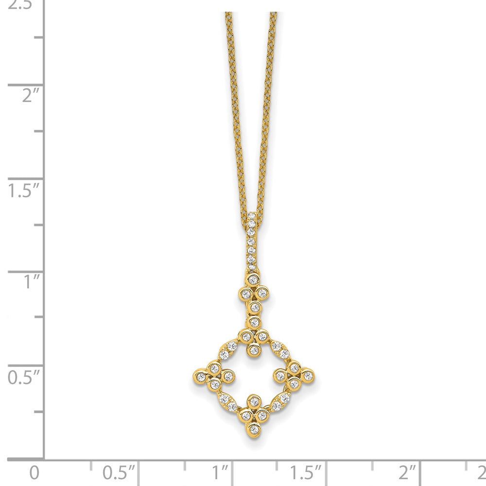 14K Yellow Gold True Origin 1/4 Carat Lab Grown Diamond Vs Def 18 Inch Bloom Floral Pendant Necklace